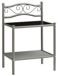 Noční stolek šedý a černý 43 x 33 x 65 cm kov a sklo