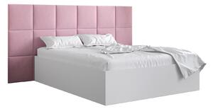 Manželská postel s čalouněným čelem 160 cm Brittany 4 (bílá matná + růžová) (s roštem). 1046038
