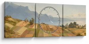 Obraz - Alexandre Calame, Swiss Landscape, reprodukce (s hodinami) (90x30 cm)