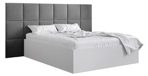 Manželská postel s čalouněným čelem 160 cm Brittany 4 (bílá matná + šedá) (s roštem). 1046044