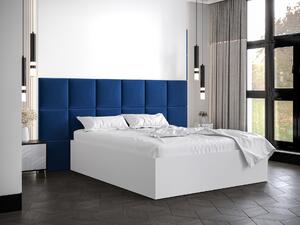 Manželská postel s čalouněným čelem 160 cm Brittany 4 (bílá matná + modrá) (s roštem). 1046050
