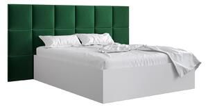 Manželská postel s čalouněným čelem 160 cm Brittany 4 (bílá matná + zelená) (s roštem). 1046053