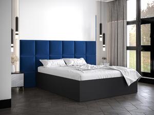 Manželská postel s čalouněným čelem 160 cm Brittany 4 (černá matná + modrá) (s roštem). 1046051
