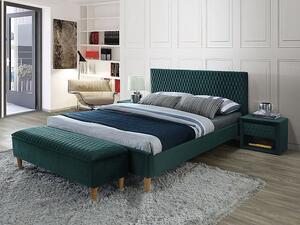 Čalouněná manželská postel NEVIO - 160x200 cm, zelená