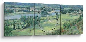 Obraz - Theodore Robinson, The Valley of the Seine, From the Hills of Giverny, reprodukce (s hodinami) (90x30 cm)