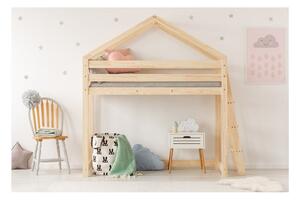 Domečková vyvýšená dětská postel z borovicového dřeva 90x200 cm v přírodní barvě Mila DMPBA – Adeko