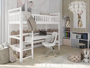 Dětská vyvýšená postel z masivu borovice MARIANA - 200x90 cm - bílá