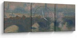 Obraz - Claude Monet, Waterloo Bridge, Gray Day, reprodukce (s hodinami) (90x30 cm)