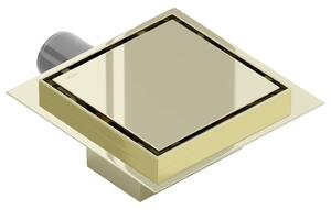 Odtokový sprchový žlab MEXEN FLAT 2v1 - hranatý - 12x12 cm - zlatý