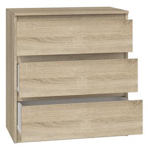 VBChome Komoda se 3 zásuvkami 70 x 40 x 77 cm dub Sonoma Bezúchytková komoda s více zásuvkami do předsíně ložnice obývacího pokoje dětského pokoje moderní dub Sonoma