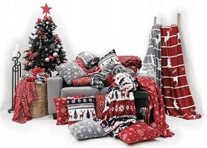 Deka NOVEL 150x200 cm - vánoční ornamenty - červená/bílá