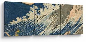 Obraz - Katsushika Hokusai, Fishing Boats at Choshi in Shimosa (Soshu Choshi), reprodukce (s hodinami) (90x30 cm)