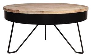 Černý konferenční stolek s deskou z mangového dřeva LABEL51 Saran, ⌀ 80 cm