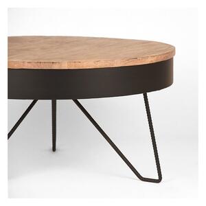 Černý konferenční stolek s deskou z mangového dřeva LABEL51 Saran, ⌀ 80 cm