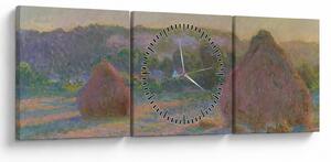 Obraz - Claude Monet, Stacks of Wheat (End of Summer), reprodukce (s hodinami) (90x30 cm)