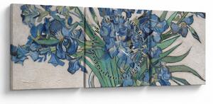 Obraz - Vincent van Gogh, Irises, reprodukce (s hodinami) (90x30 cm)