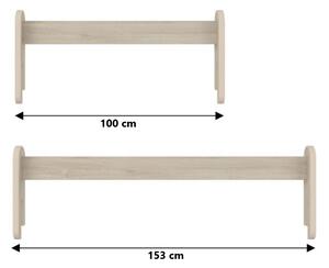 Odnímatelná zábrana k dětské posteli MAX - 1x dlouhá + 1x krátká - světlý dub - 153 cm