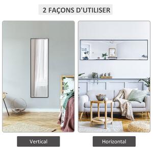 HOMCOM Nástěnné Zrcadlo 120L x 35W cm - Nátěr proti rozbití, Dodávaný instalační systém - Rám z černé hliníkové slitiny | Aosom