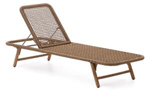 Hnědé dřevěné/kovové zahradní lehátko Dandara – Kave Home