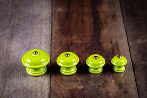 Porcelánová úchytka - jasná zelená - HLADKÁ Velikost: Mini