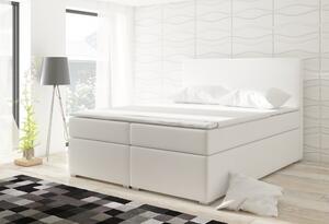 Kontinentální postel Boxspring DIANA bílá ekokůže 180x200cm