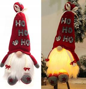 Vánoční LED skřítek 30 cm - "HO HO HO"