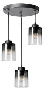 Light for home - Závěsné Svítidlo s třemi Skleněnými Stínidly a Nastavitelnou Výškou Kabelů" 60566 "ROBERTO", 3x60W, E27, Černá