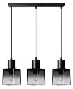 Light for home - Kovový Lustr na Liště s 3 Hranatými Skleněnými Stínidly a Nastavitelnou Výškou Kabelů 60603 "ROBERTO", 3x60W, E27, Černá