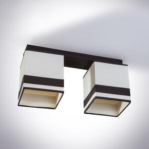 Light for home - Dřevěná lampa na liště se stínidly a textilním doplňkem LH033 "Granada", 2x60W, E27, hnědá