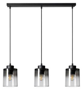 Light for home - Kovový Lustr na liště s třemi Skleněnými Stínidly a Nastavitelnou Výškou Kabelů 60544 "ROBERTO", 3x60W, E27, Černá