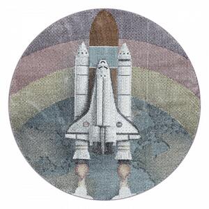 Dětský koberec Funny vesmírná raketa, vícebarevný kruh