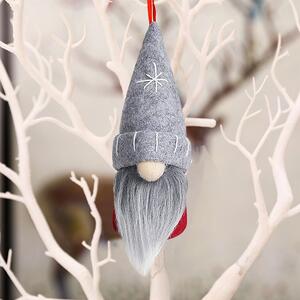 Tutumi - Vánoční skřítek závěsný - šedý/červený - 16 cm - YX053