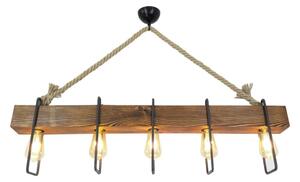 Dřevěné stropní závěsné svítidlo Demir, 5 žárovek