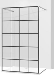 Variabilní sprchová zástěna MEXEN KIOTO 130x200 cm, 8 mm - čiré/černý vzor 1