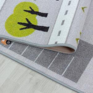 Dětský protiskluzový koberec Play uličky šedý