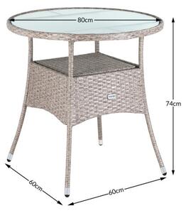 Deuba Ratanový stůl Ø 80cm - krémový