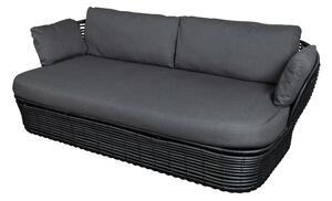 Cane-line Ratanové 2-místné sofa/pohovka Basket, Cane-line, 201x100x70 cm, umělý ratan barva graphite, sedáky venkovní tkanina AirTouch grey