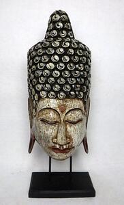 Soška Hlava Budha - antic,na stojanu, exotické dřevo, ruční práce, Indonésie