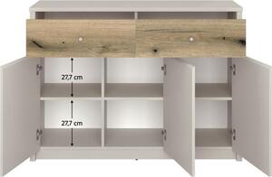 Kondela Třídveřová komoda se zásuvkami Karos 3D2S - kašmír / dub evoke