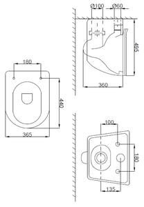 Invena Tinos záchodová mísa závěsný Bez oplachového kruhu bílá CE-91-001-W