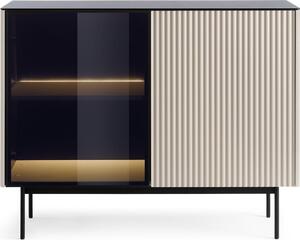 Komoda, materiál: kašmír, rozměry: 107 x 84 x 39 cm, barva: béžová, rozměry: 107 x 84 x 39 cm