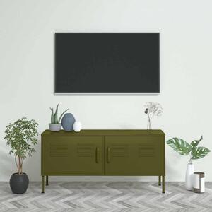 TV skříňka olivově zelená 105 x 35 x 50 cm ocel 336225
