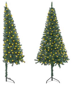 Rohový umělý vánoční stromek s LED diodami zelený 120 cm PVC