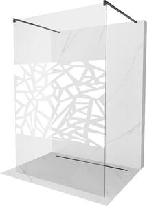 Mexen Kioto, průchozí sprchová zástěna 110 x 200 cm, 8mm sklo čiré/bílý vzor, 2x černá stabilizační rozpěra, 800-110-002-70-85