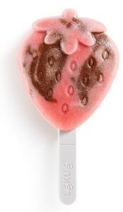 Červená silikonová forma na zmrzlinu ve tvaru jahody Lékué