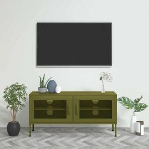 TV skříňka olivově zelená 105 x 35 x 50 cm ocel 336234
