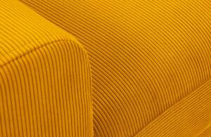 Hořčicově žlutá manšestrová rohová rozkládací pohovka MICADONI Moghan 241 cm, pravá