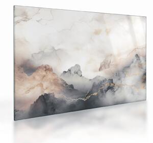 Skleněný obraz - Abstrakce hor s texturou mramoru (70x50 cm)