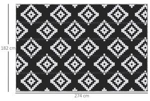 Outsunny Zahradní Grafický Styl Koberec - Oboustranný Koberec 2 Vzory - rozměry 2.74D x 1.82Š m - Vysoce hustý 310 g/m² PP Černobílý | Aosom