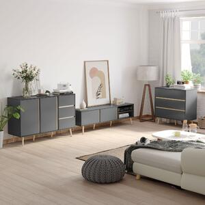 HOMCOM Komoda se 3 zásuvkami bez úchytů v severském designu - 80 x 40 x 80 cm - Šedá | Aosom